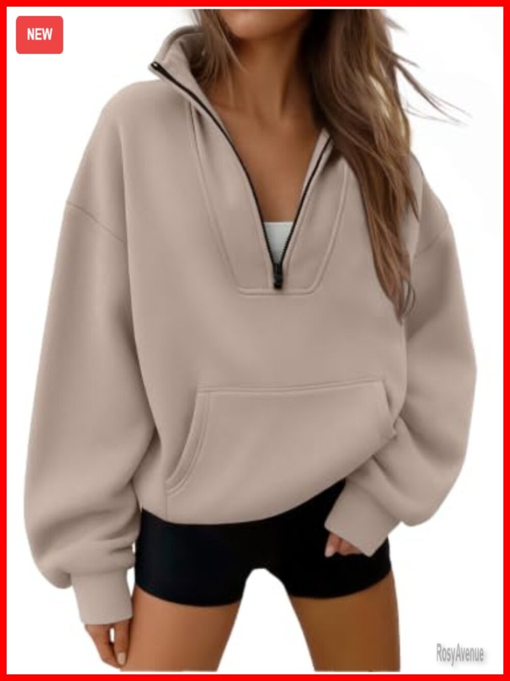 Half Zip Hoodie Sweatshirt Pullover Cotton Polyester Womens Workout